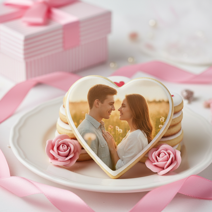 fotokeks in herzform romantisch