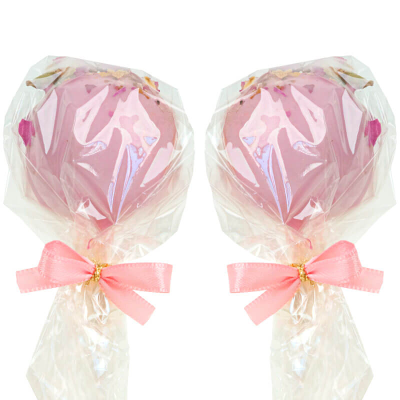 Różowe Cake-Pops z różowymi płatkami róży (12 sztuk)