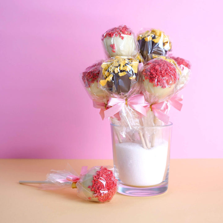 Cake-Popsy, pomarańcz & truskawka (12 sztuk)