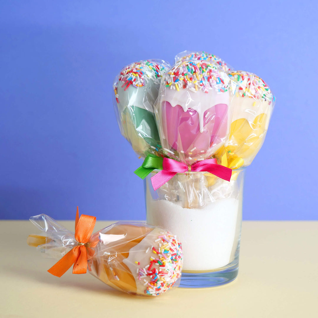 Cake-Pops - Lody na patyku w kolorowej czekoladzie (10 sztuk)