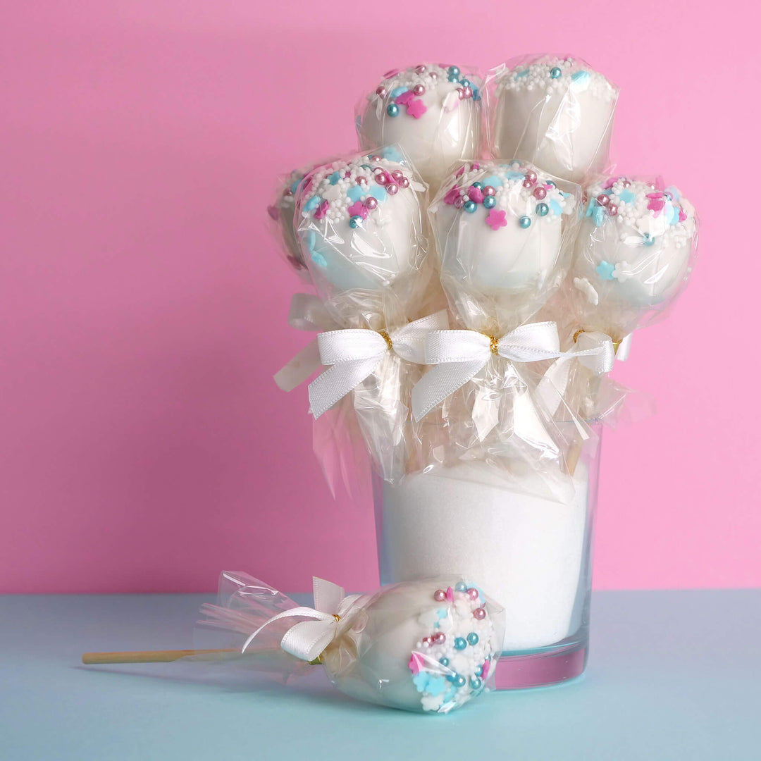 Czerwone Cake-Popsy  "To dziewczynka" (12 sztuk)