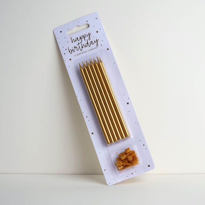 Złote świeczki (12 Sztuk)