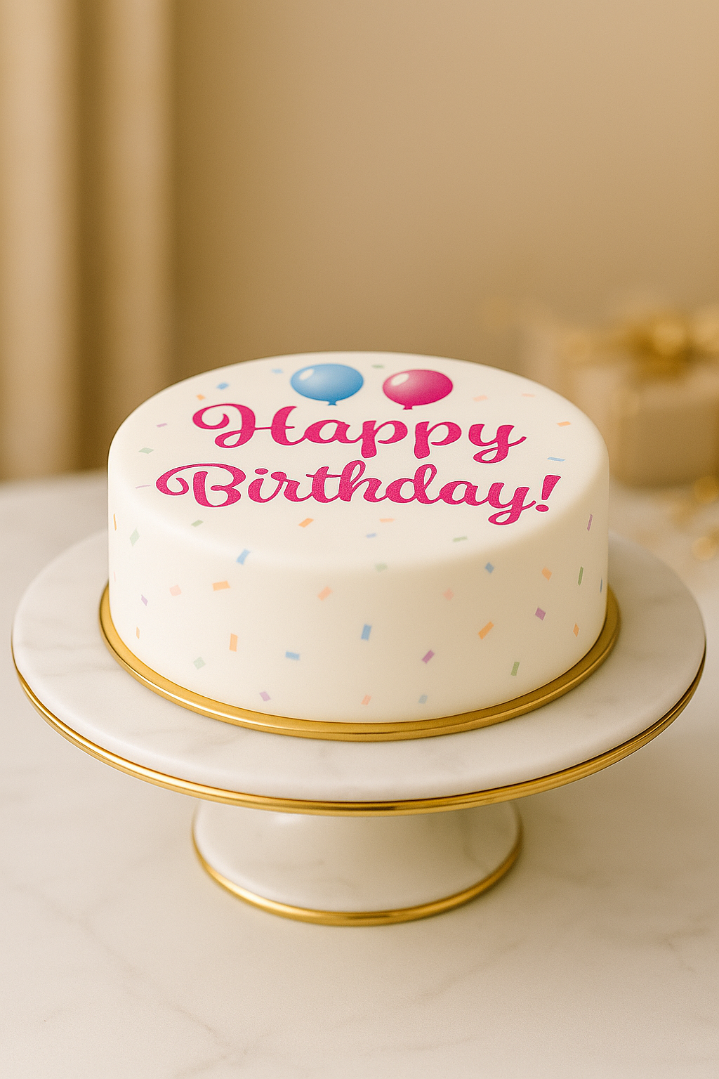 Tort z napisem Happy Birthday - różowy