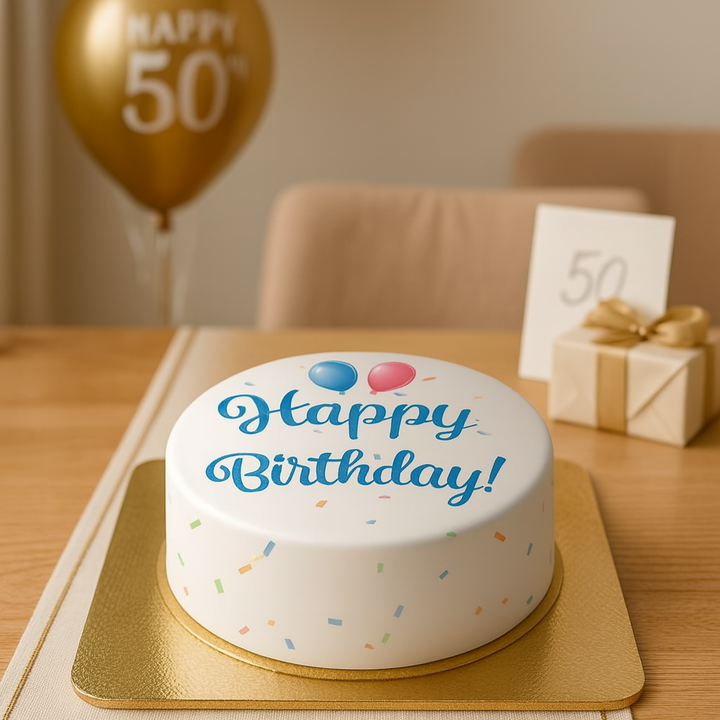 Tort z napisem Happy Birthday - niebieski
