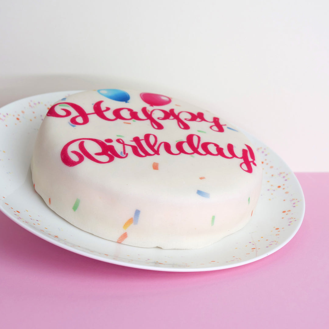 Tort z napisem Happy Birthday - różowy