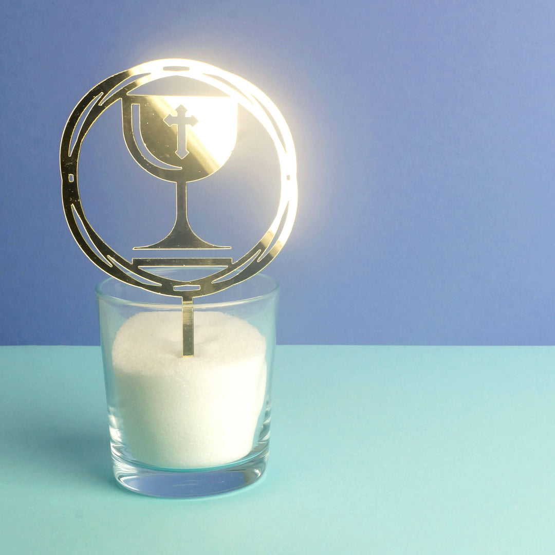 Topper na tort „Komunia” w kolorze złotym