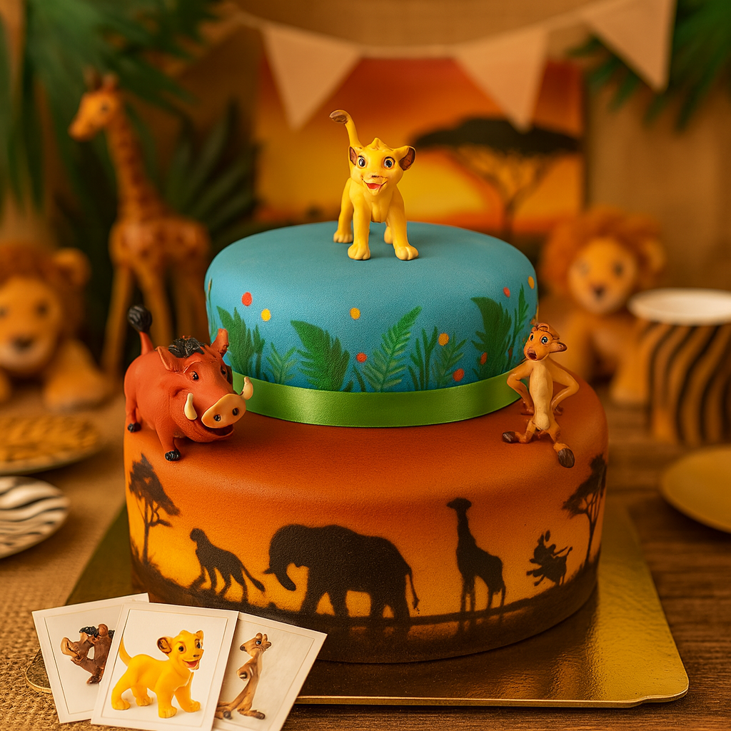 Simba®, Timon® & Pumba® na dwupiętrowym torcie z sawanny