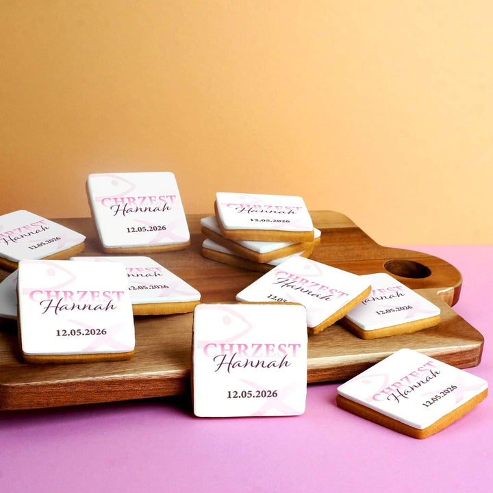 Różowe ciasteczka na chrzest (12 sztuk)