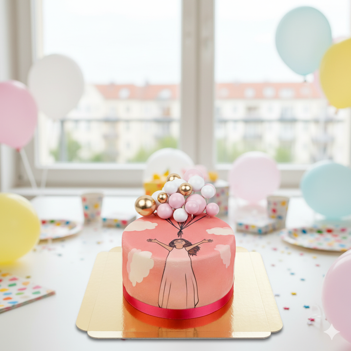 Tort z dekoracją balonową