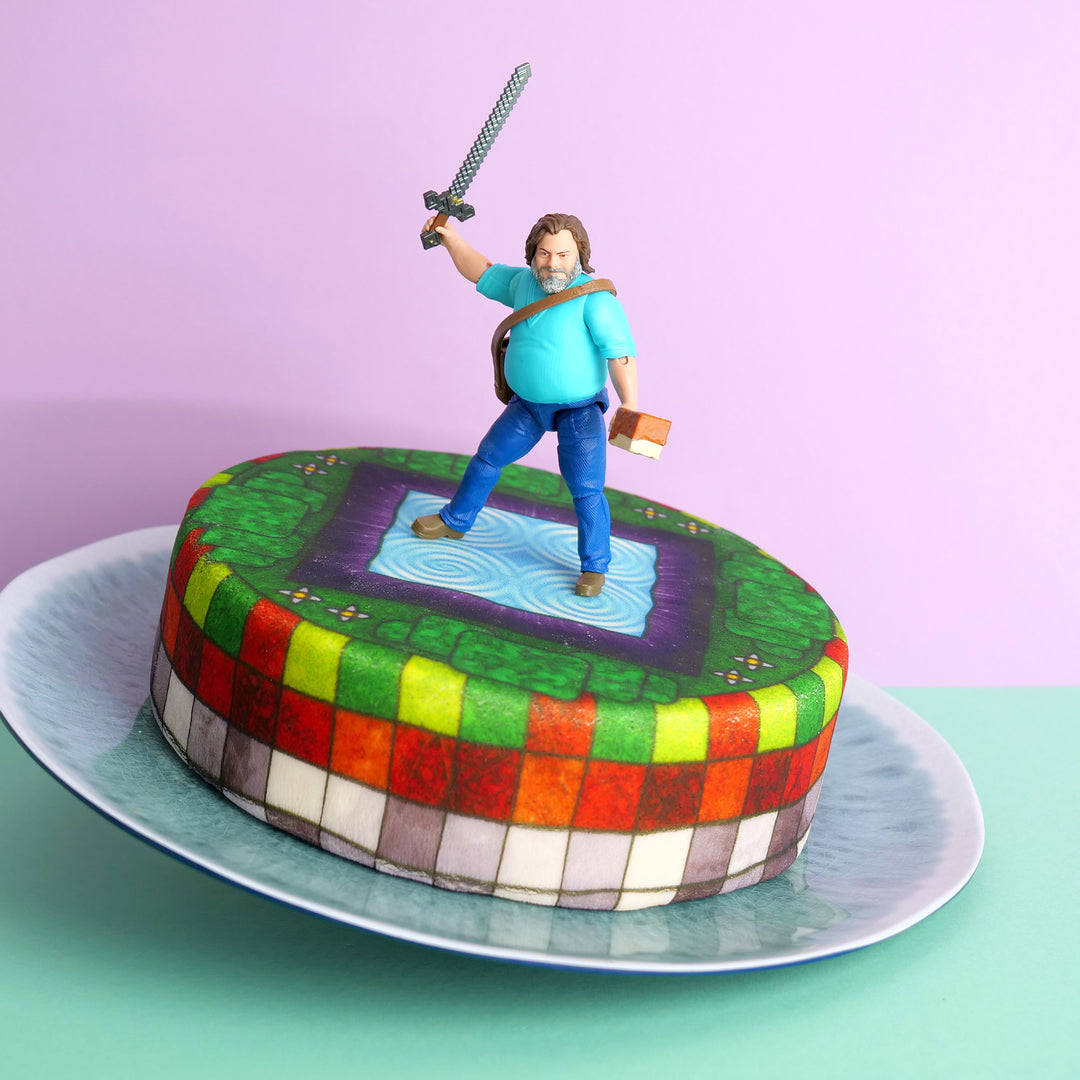 Figurka Minecraft® na torcie z portalem wymiarów