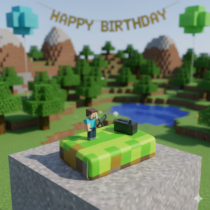 Figurka Minecraft® na torcie z motywem świata gier