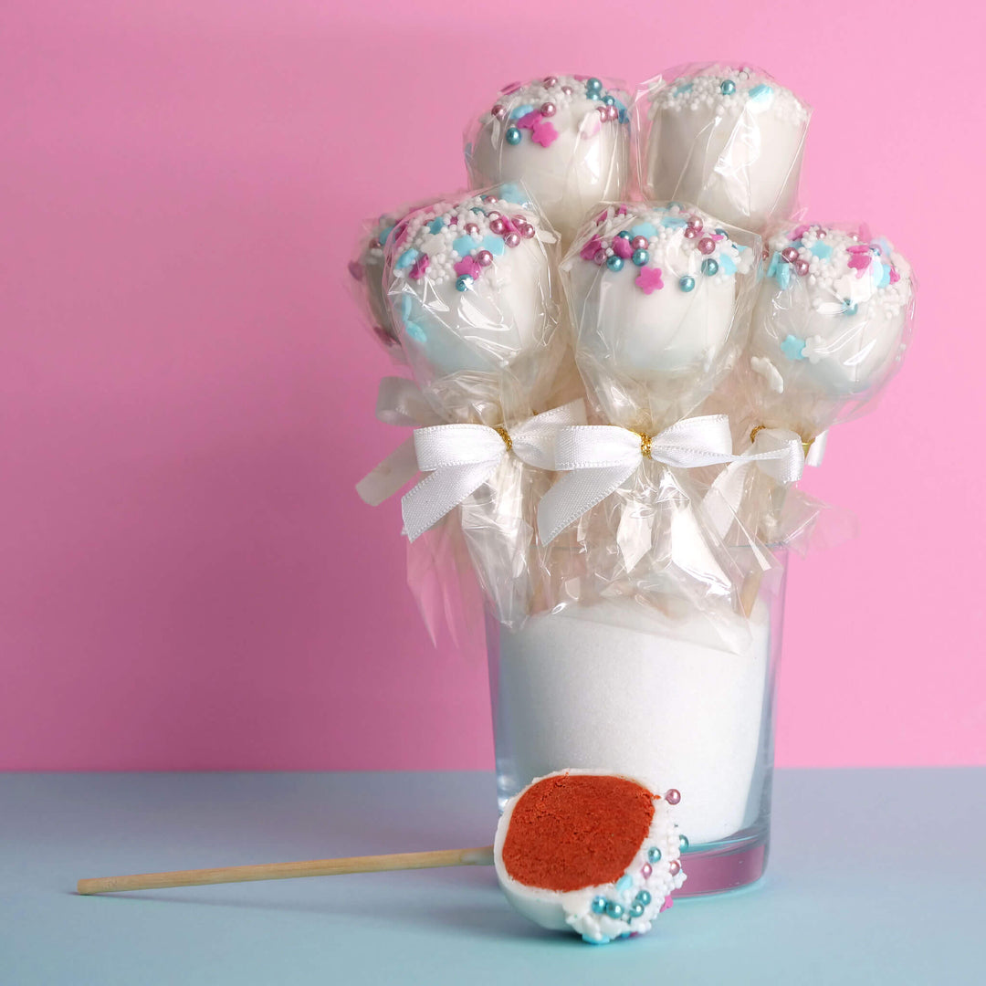 Czerwone Cake-Popsy  "To dziewczynka" (12 sztuk)