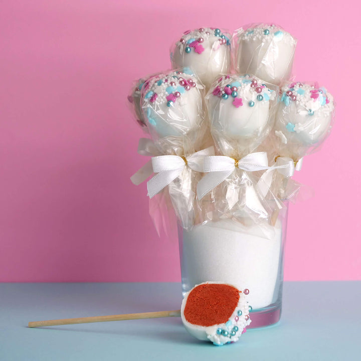Czerwone Cake-Popsy  "To dziewczynka" (12 sztuk)
