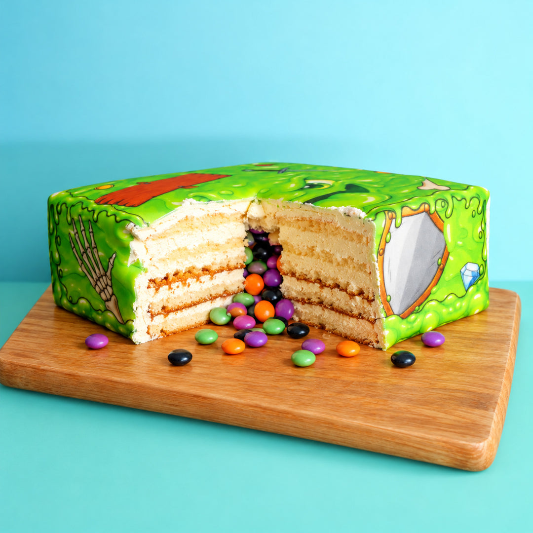 Kwadratowy Tort Potwór z Kostką Szlamu Deluxe