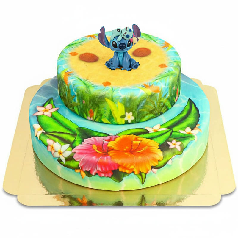 Stitch® na dwupoziomowym torcie tropikalna plaża