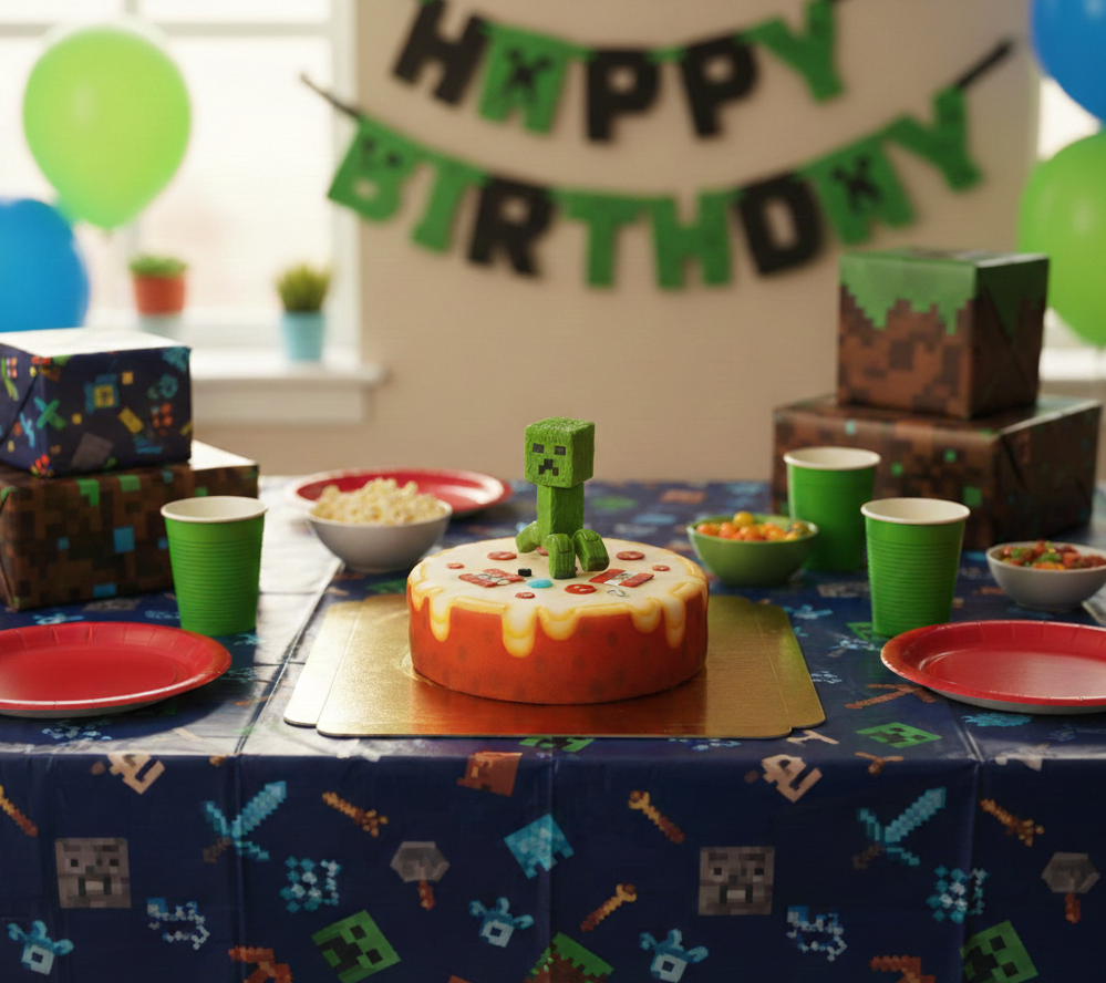 Minecraft®-figurka na okrągłym torcie TNT