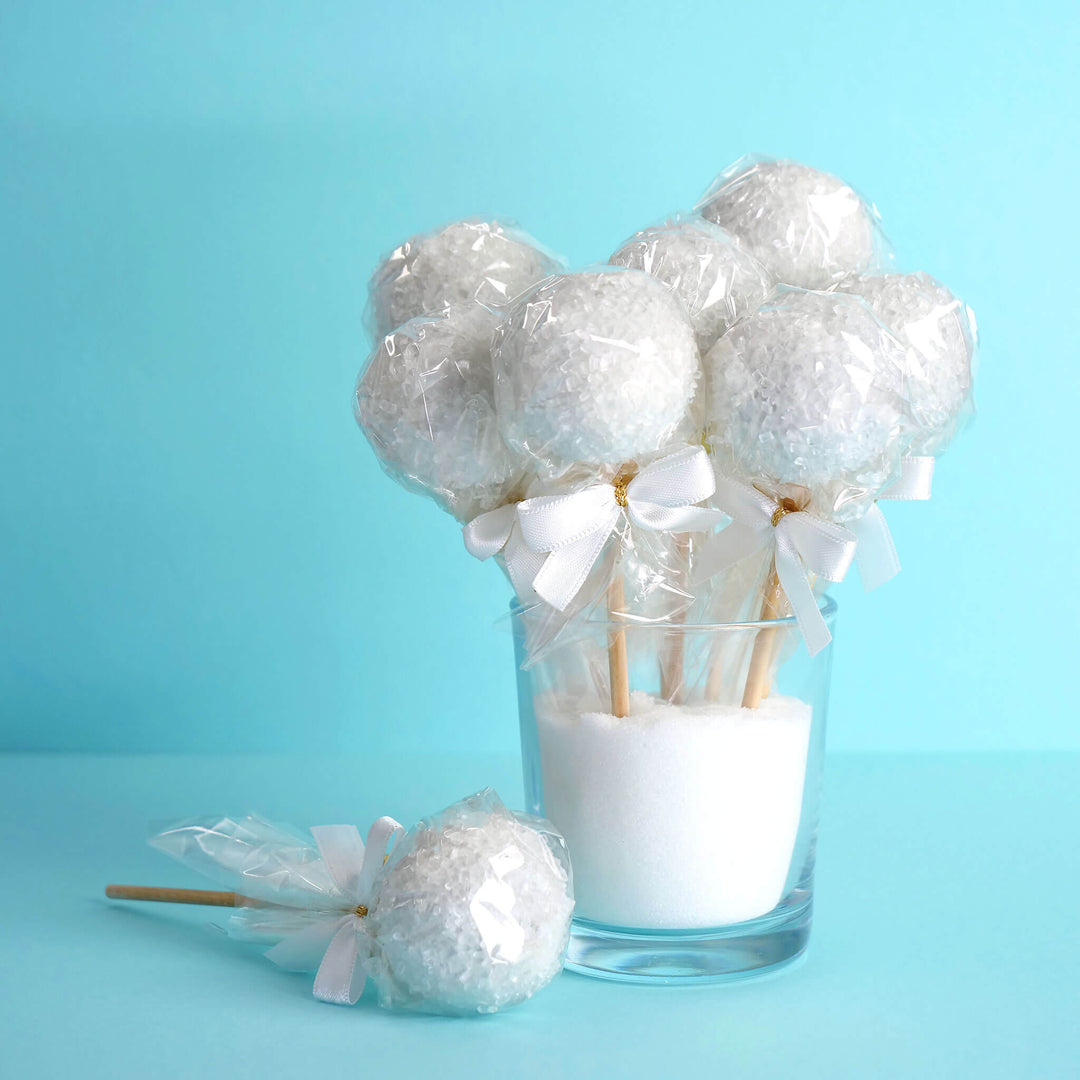 Białe Kryształowe Cake-Popsy (12 sztuk)