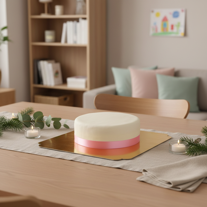 Biały tort ze wstążeczką