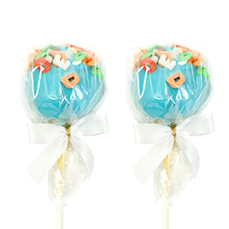 Niebieskie cake-pops z literkami (12 sztuk)