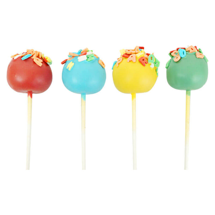 Kolorowe Cake-Pops z literkami (12 Sztuk)