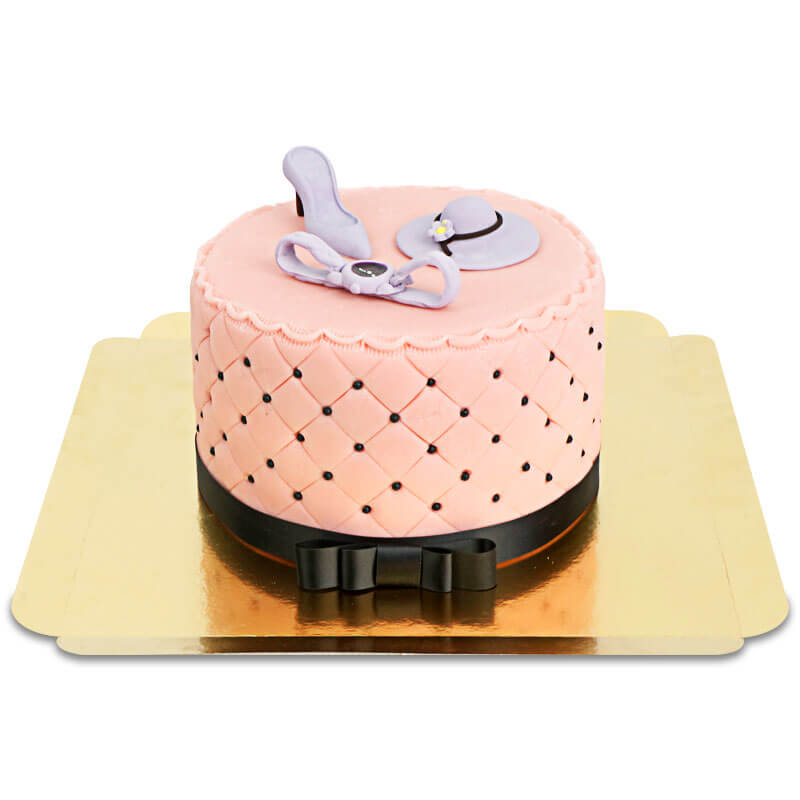 Tort Deluxe Make-Up Cake z kolorową dekoracją cukrową i czarną wstążką