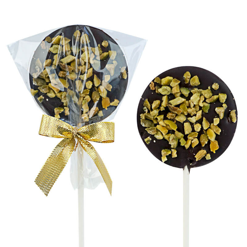 Lollis mit dunkler Schokolade & Pistazien (10 Stück)