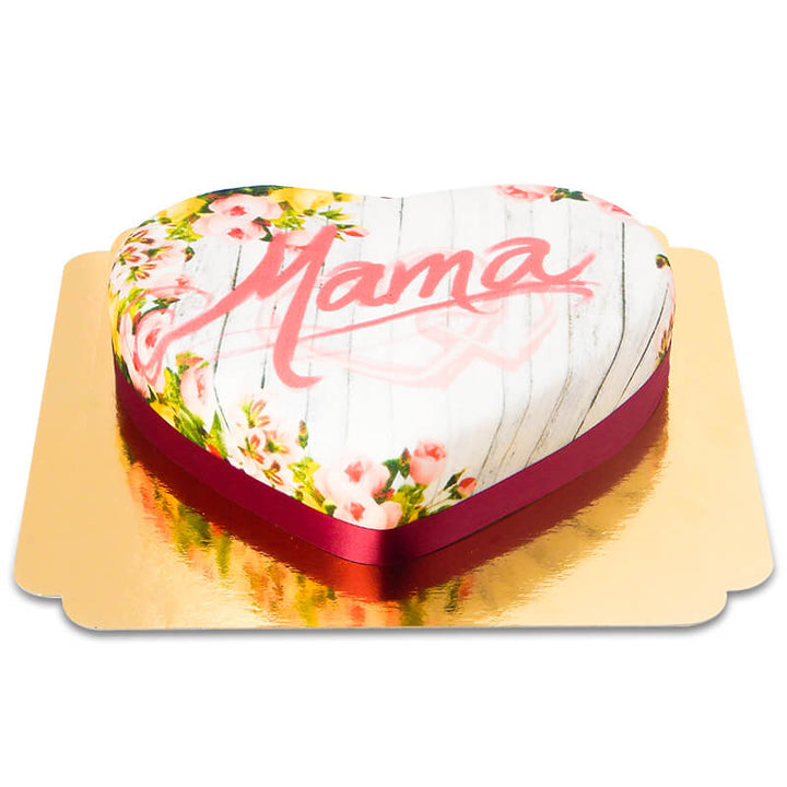Wiosenny tort w kształcie serca - Mama