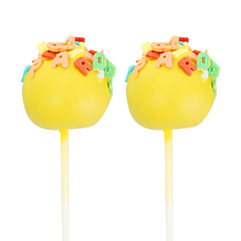 Żółte cake-pops z literkami (12 sztuk)