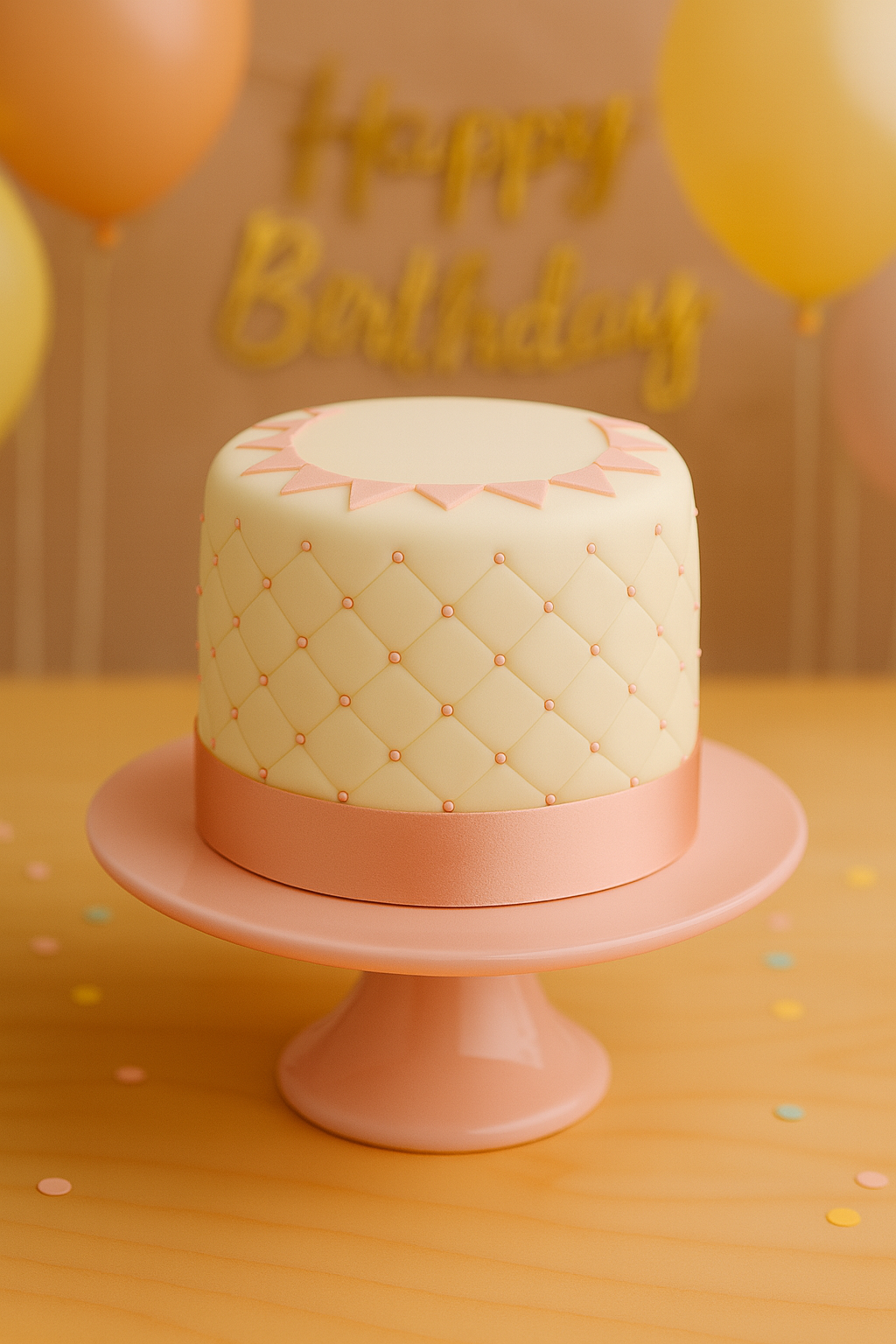 Tort Deluxe "Happy Birthday" - różowy - podwójna wysokość 