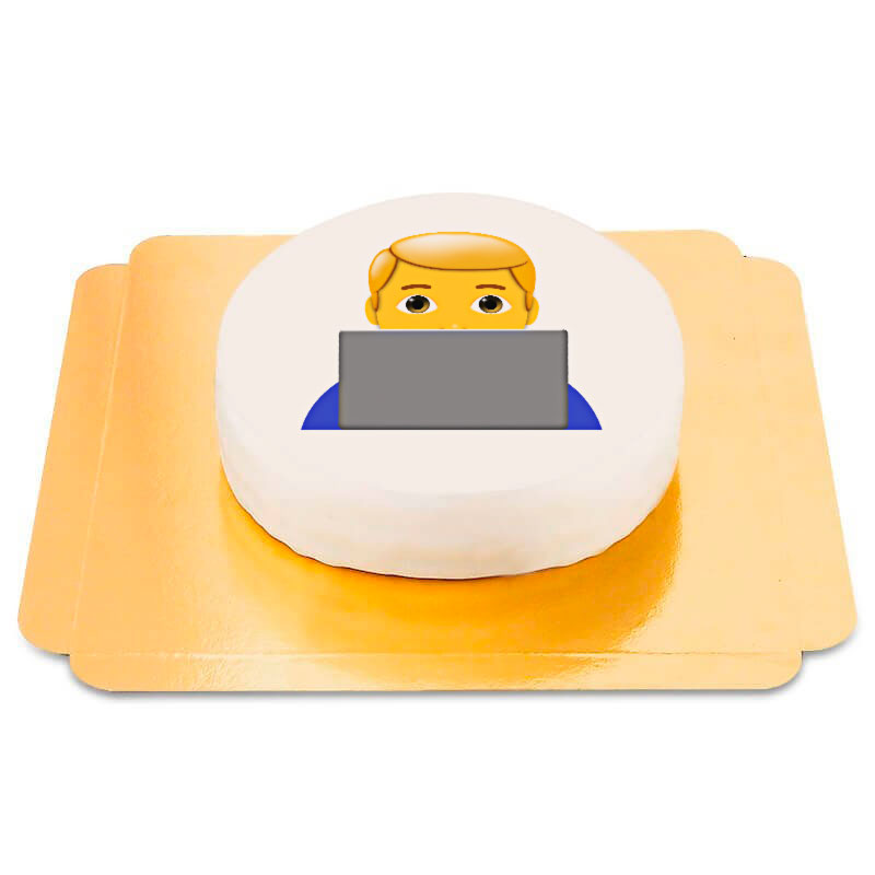 Tort Emoji- chłopiec prz komputerze