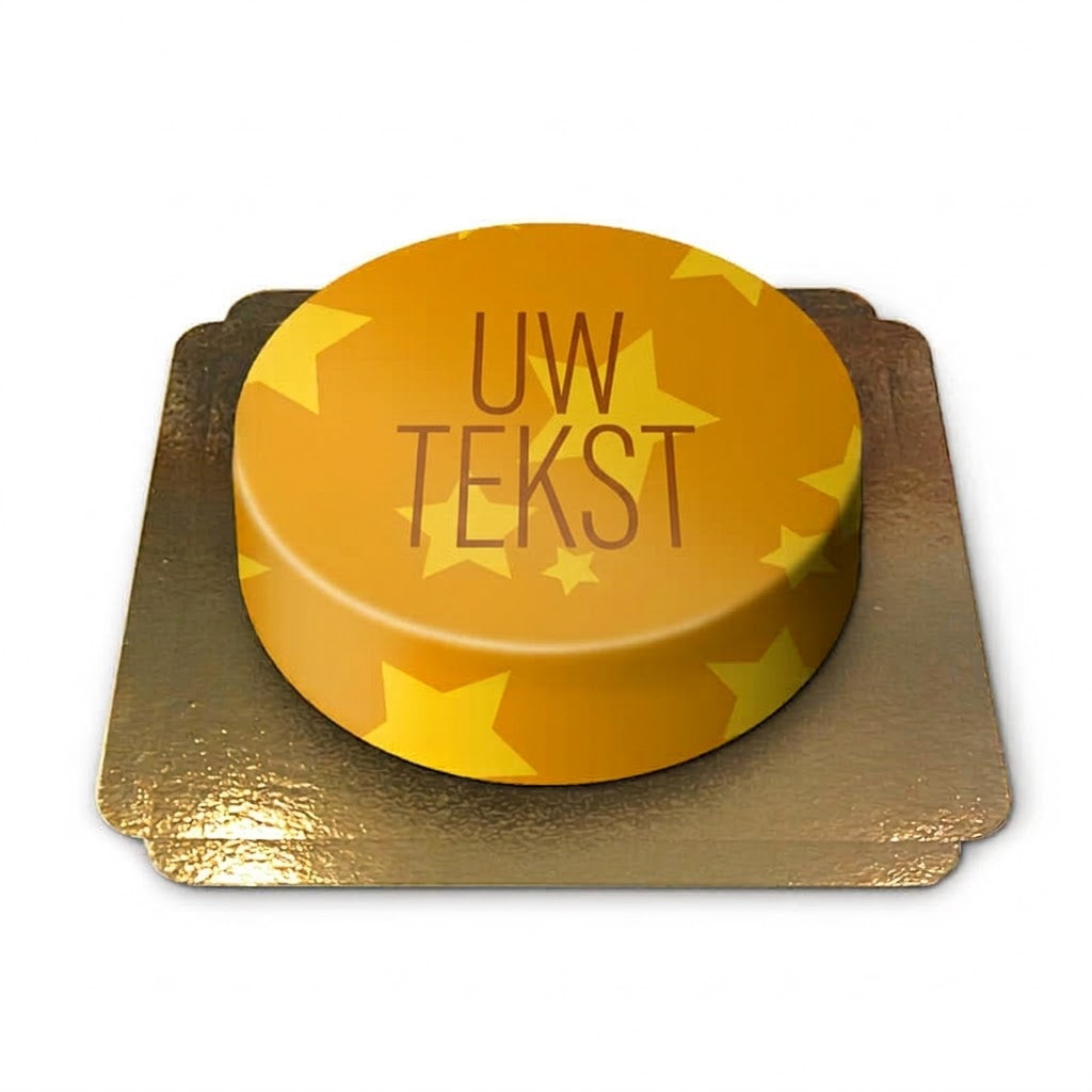 Żółty tort ze wzorem w gwiazdki