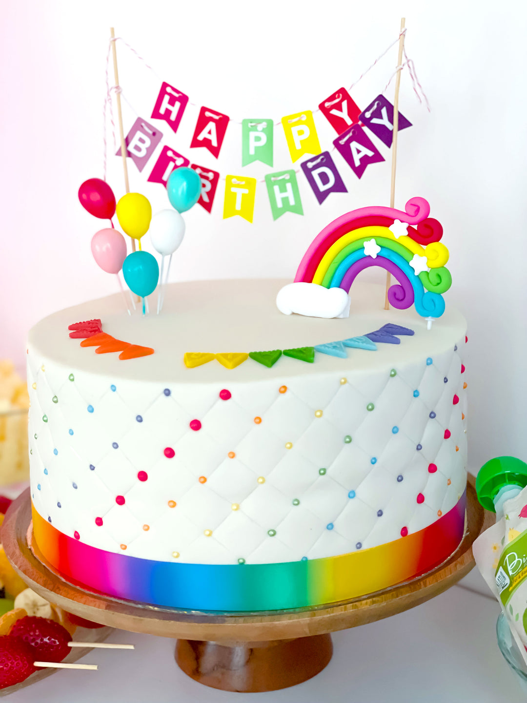 Tęczowy tort deluxe "Happy Birthday" - podwójna wysokość