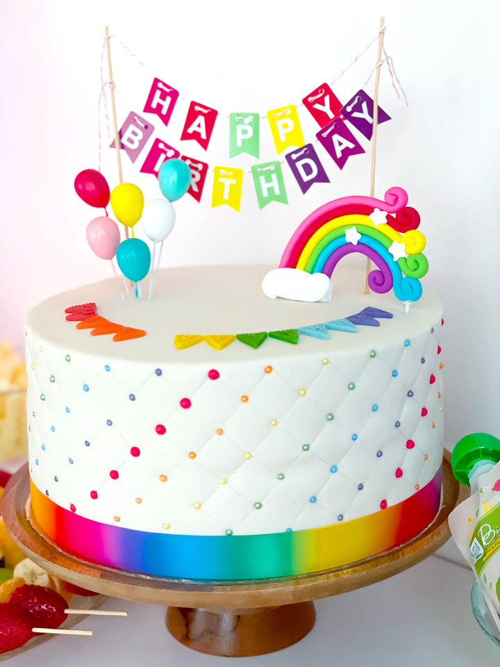 Tęczowy tort deluxe "Happy Birthday" - podwójna wysokość