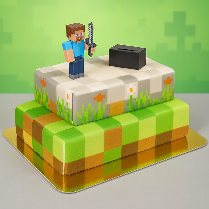  Świat gry Minecraft® Figurka na dwupiętrowym torcie