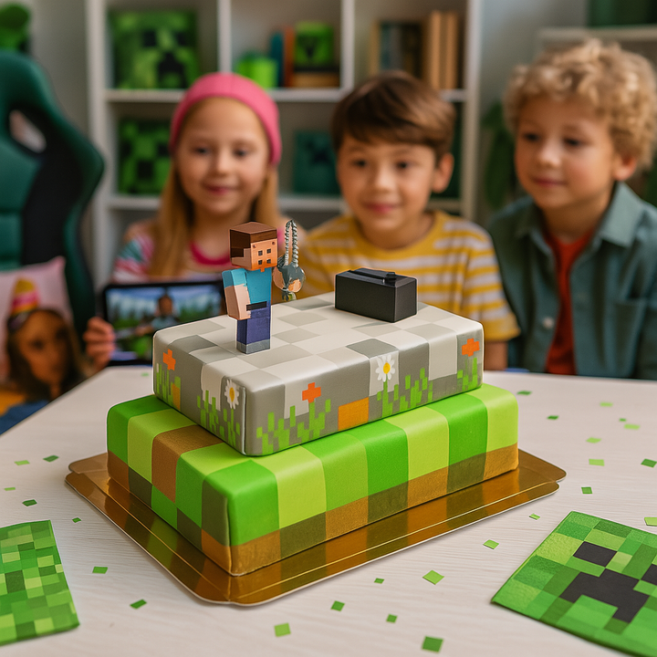  Świat gry Minecraft® Figurka na dwupiętrowym torcie