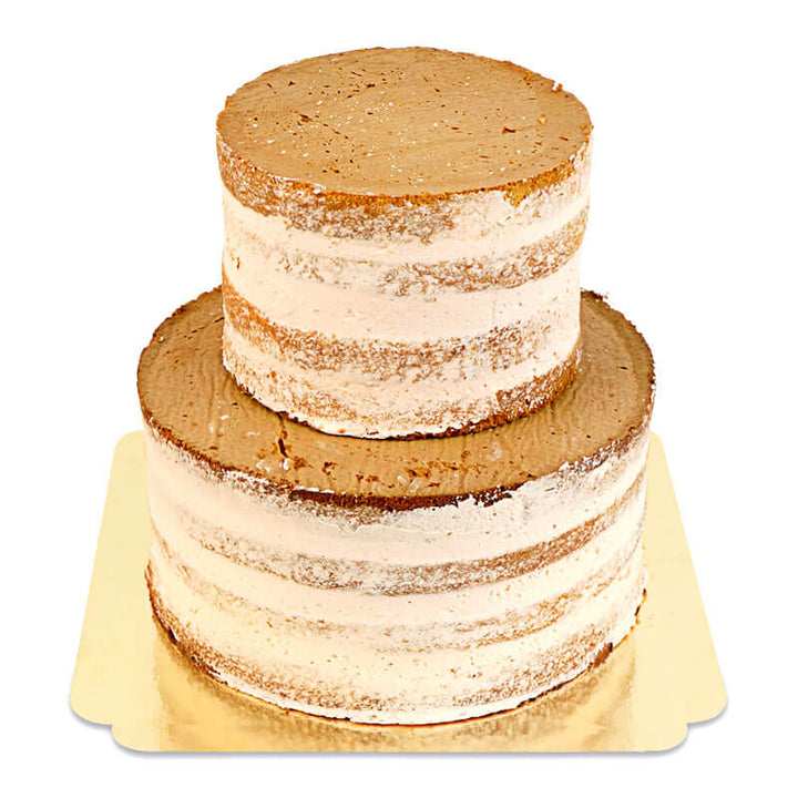Tort Ślubny Naked Cake Brzoskwinia-Marakuja z crunch-ciastkiem
