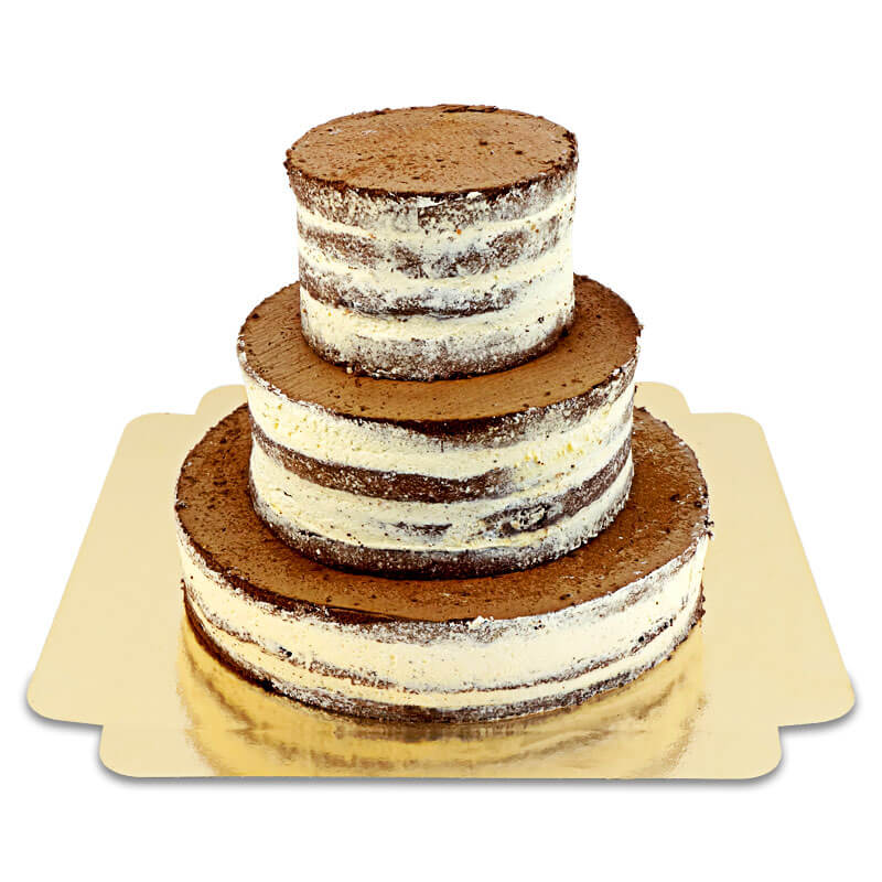 Naked Cake czekoladowo-waniliowy – 3-piętrowy