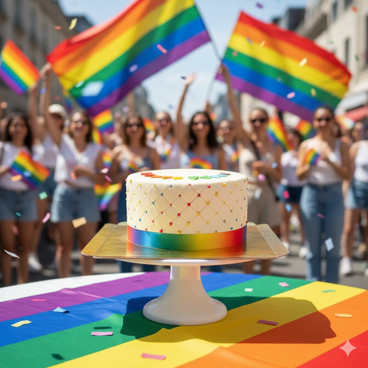 Tęczowy tort deluxe "Happy Birthday" - podwójna wysokość