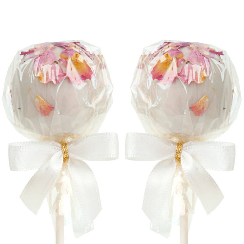 Białe Cake-Pops z płatkami róży (12 Sztuk)