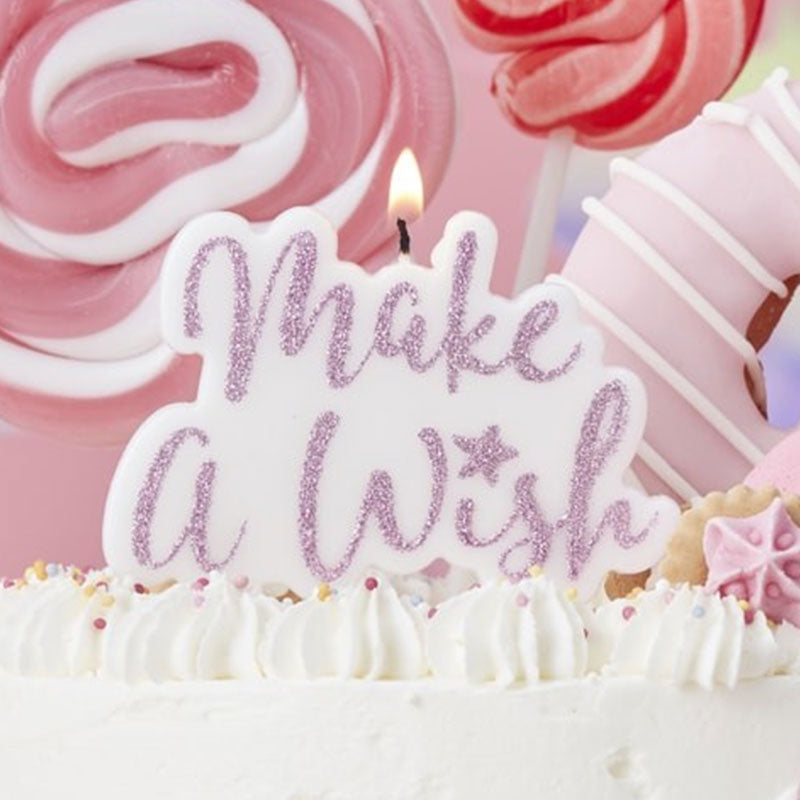 Świeczka na tort, Make a wish różowa