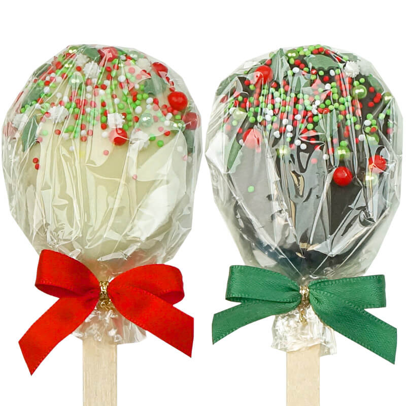 Weihnachts-Cake-Popsicle mit rot-grünen Streuseln (10 Stück)