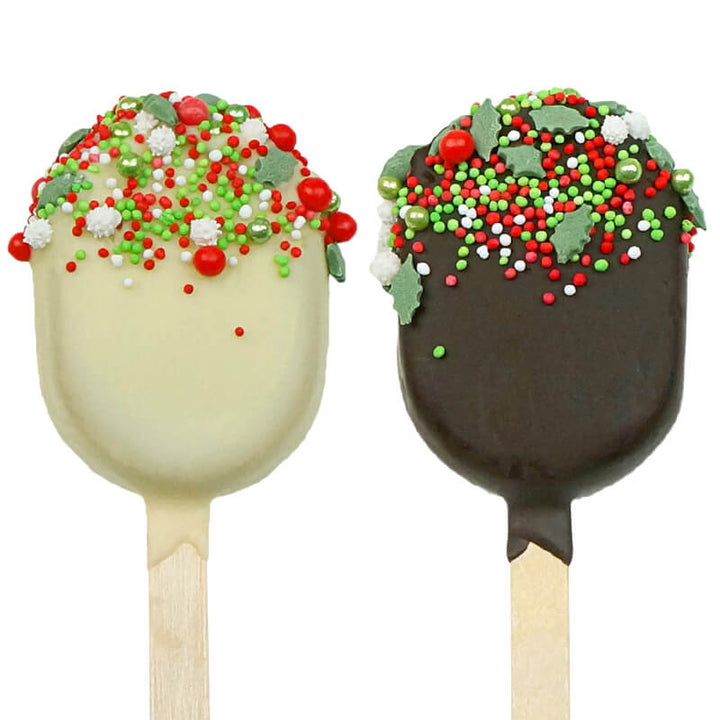 Weihnachts-Cake-Popsicle mit rot-grünen Streuseln (10 Stück)