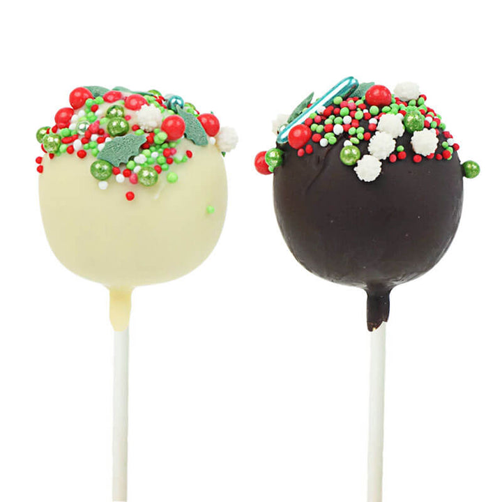 Świąteczne cake pops z czerwoną i zieloną posypką (12 sztuk)